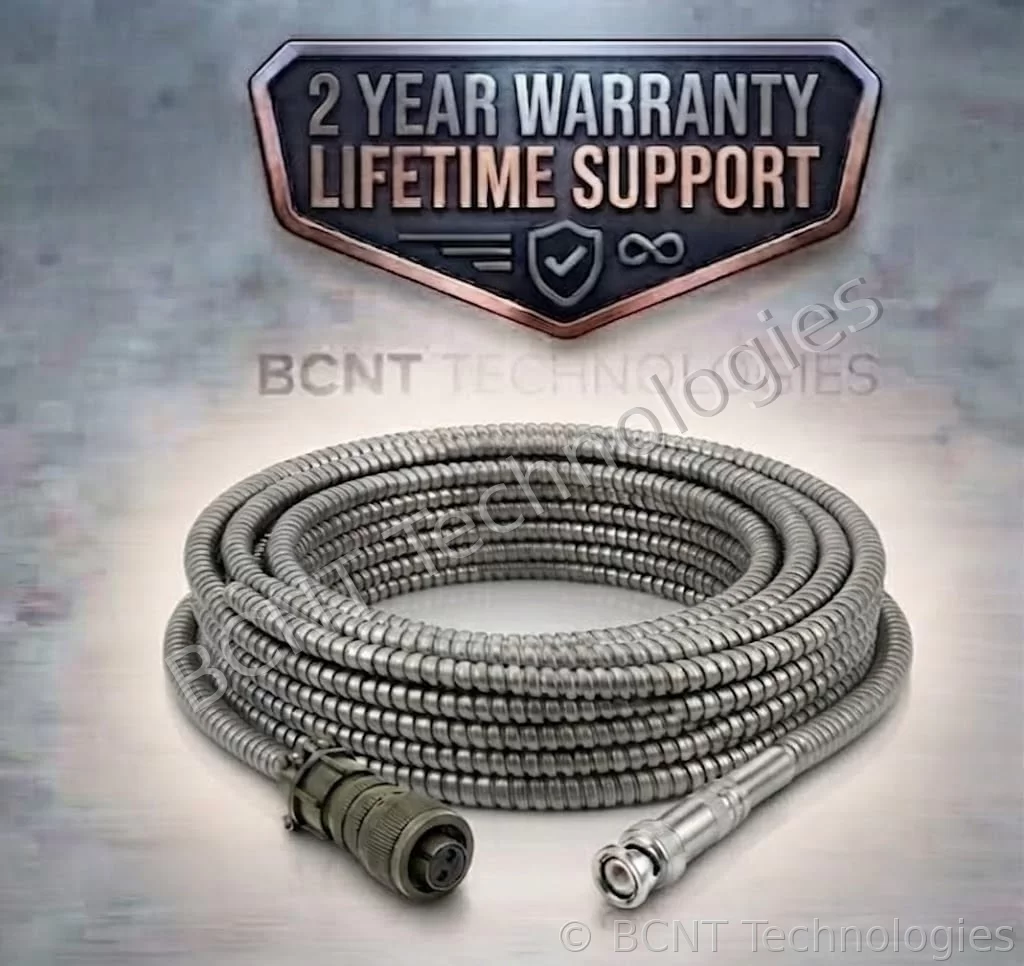 Armored Vibration Sensor Cable with C-5015 2 Pin MIL Connector and BNC
