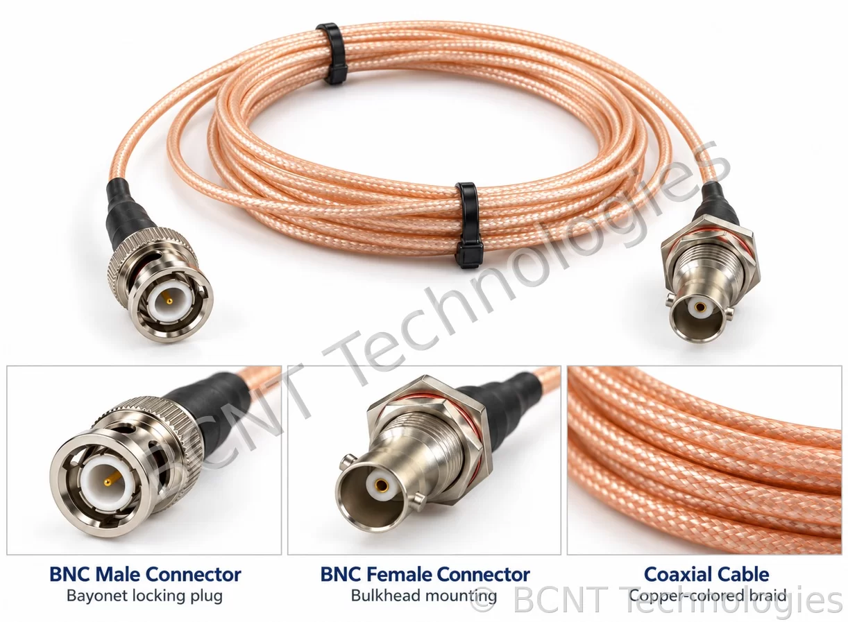 RG316 Lownoise  Coaxial BNC Male to Female Cable - View 2 (SKU: BCNT-AJ-005)
